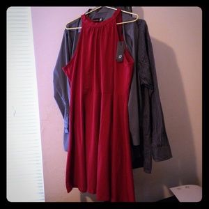 Red halter dress